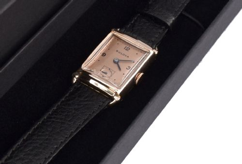 fig 3. Art Deco Gents Rose Gold Watch Newly Serviced By Bulova , c1948