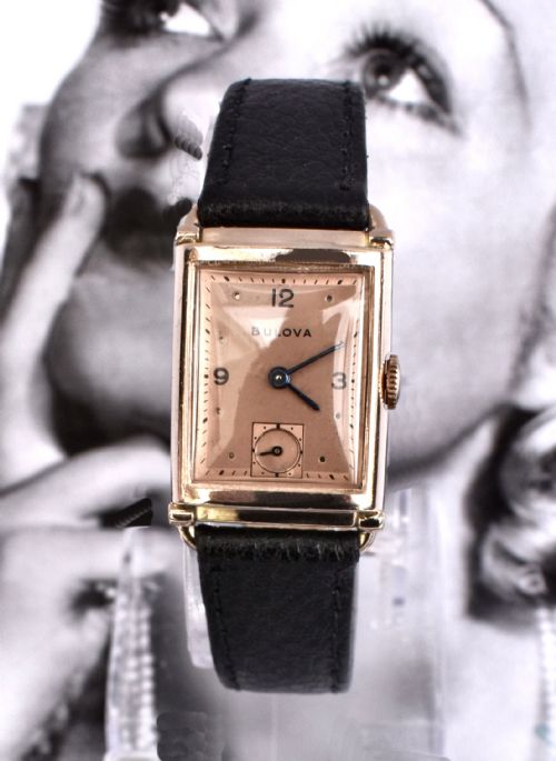 Art Deco Gents Rose Gold Watch Newly Serviced by Bulova , C1948