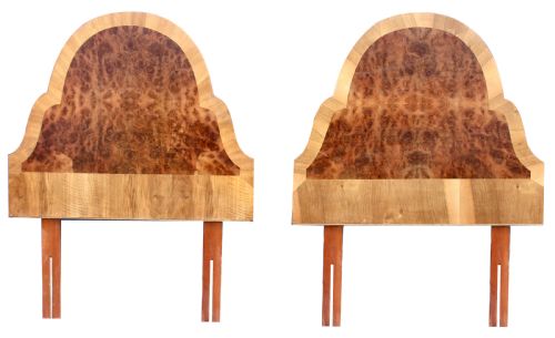 Art Deco Single Cloud Shaped Headboard in Figured Walnut, C1930