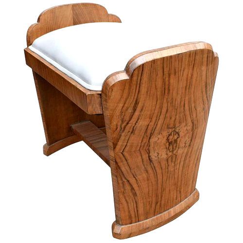 Art Deco Cloud Shaped Walnut Dressing Stool, C1930