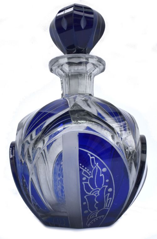 Art Deco Czech Glass Perfume Bottle, C1930