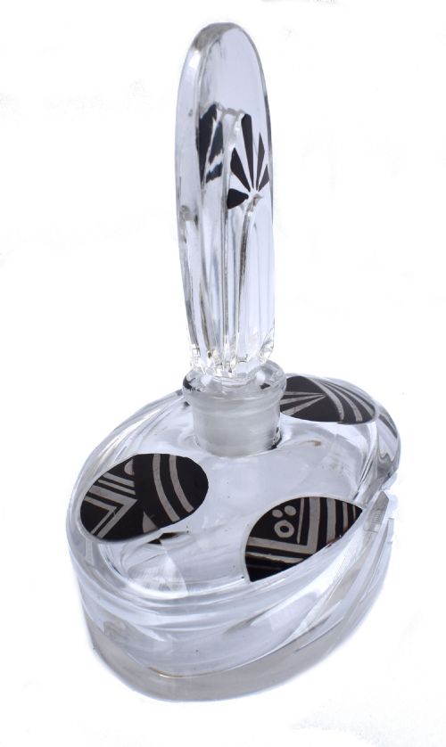 ART DECO GLASS ENAMEL LADIES PERFUME BOTTLE C1930 - ADDITIONAL PHOTO 1