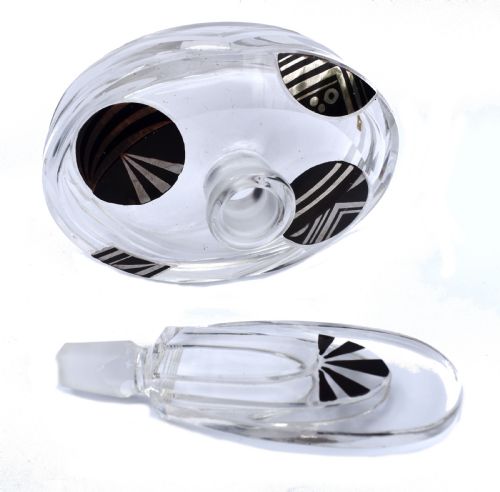 ART DECO GLASS ENAMEL LADIES PERFUME BOTTLE C1930 - ADDITIONAL PHOTO 3