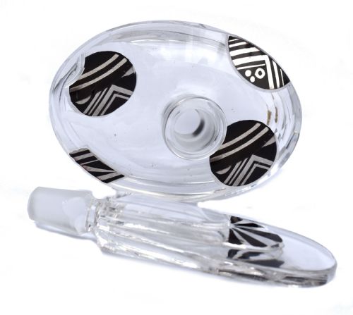 ART DECO GLASS ENAMEL LADIES PERFUME BOTTLE C1930 - ADDITIONAL PHOTO 4