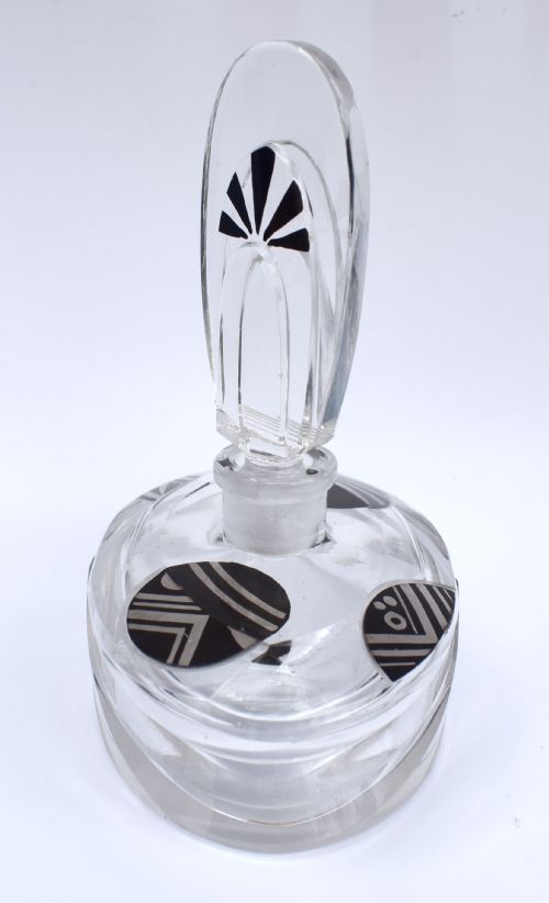 ART DECO GLASS ENAMEL LADIES PERFUME BOTTLE C1930 - ADDITIONAL PHOTO 5