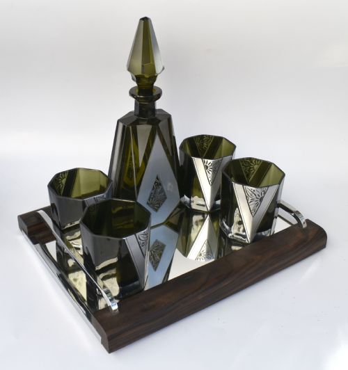 ART DECO CZECH GLASS DECANTER SET C1930 - ADDITIONAL PHOTO 2