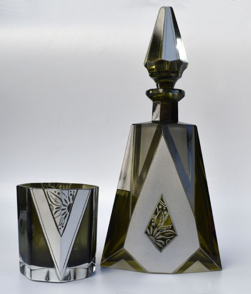 ART DECO CZECH GLASS DECANTER SET C1930 - ADDITIONAL PHOTO 5
