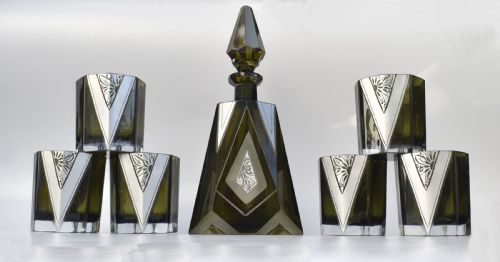 ART DECO CZECH GLASS DECANTER SET C1930 - ADDITIONAL PHOTO 7