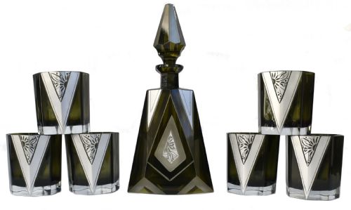 ART DECO CZECH GLASS DECANTER SET C1930 - ADDITIONAL PHOTO 8