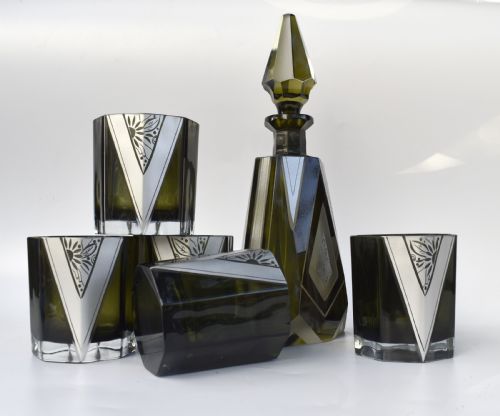 ART DECO CZECH GLASS DECANTER SET C1930 - ADDITIONAL PHOTO 9