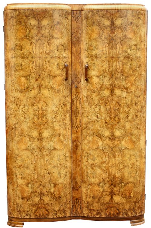 Art Deco Heavily Figured Walnut Double Wardrobe, C1930