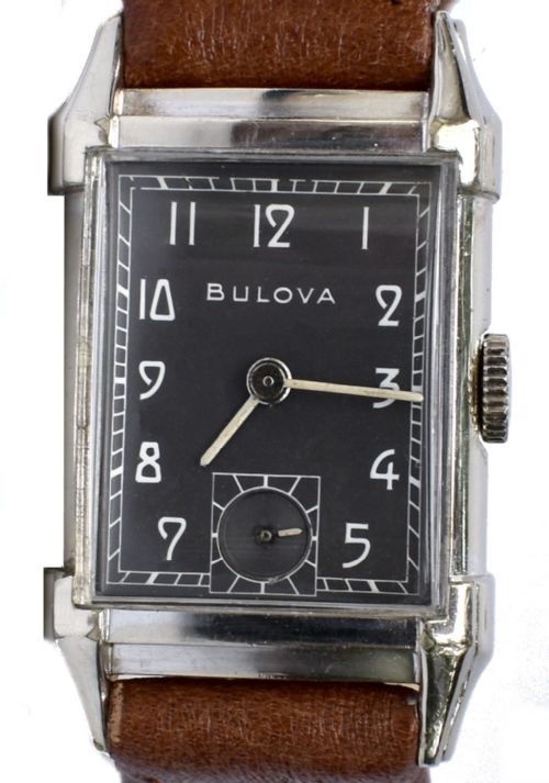 Art Deco Gents White Gold Filled Wrist Watch, Fully Serviced, by Bulova