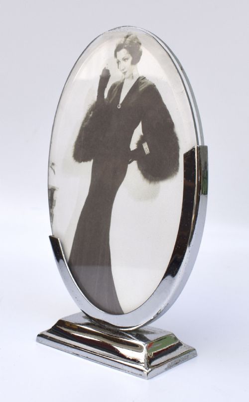 ART DECO CHROME GLASS FREE STANDING PICTURE FRAME C1930 - ADDITIONAL PHOTO 1