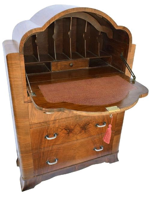 Art Deco Burl Walnut Cloud Bureau, C1930
