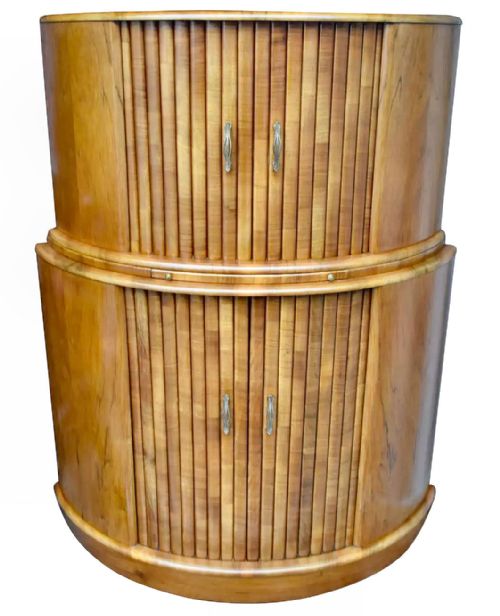 Art Deco Tambour Door Walnut Cocktail Cabinet, C1930
