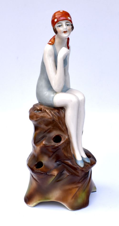 Art Deco Flapper Bathing Belle Hat Pin Holder, 1930'S