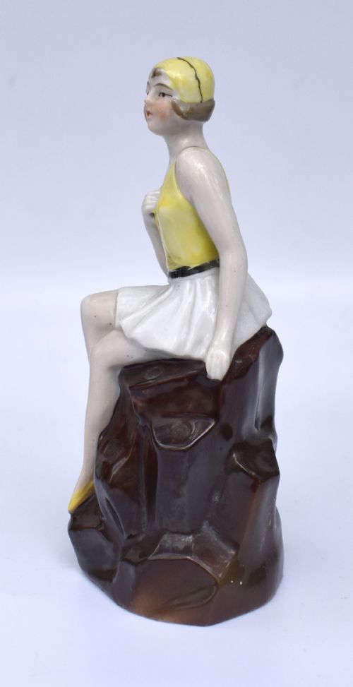 ART DECO FLAPPER BATHING BELLE HAT PIN HOLDER 1930'S - ADDITIONAL PHOTO 1