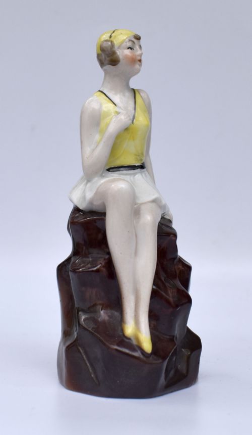 ART DECO FLAPPER BATHING BELLE HAT PIN HOLDER 1930'S - ADDITIONAL PHOTO 4