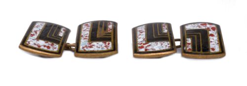 fig 1. Art Deco Enamel & Gilt Metal Chain Cufflinks, c1930