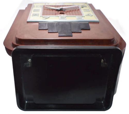 ART DECO LARGE IMPRESSIVE RED BAKELITE MANTEL CLOCK BY JAZ C1930S - ADDITIONAL PHOTO 4