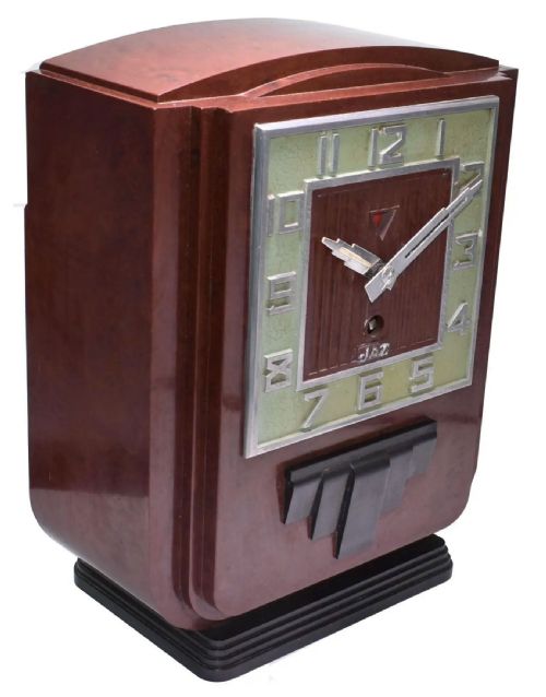 ART DECO LARGE IMPRESSIVE RED BAKELITE MANTEL CLOCK BY JAZ C1930S - ADDITIONAL PHOTO 7