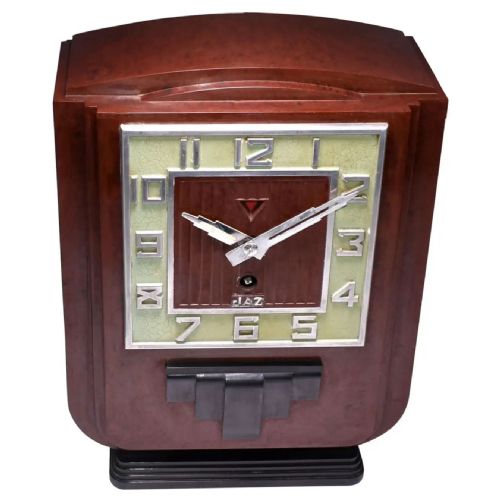 ART DECO LARGE IMPRESSIVE RED BAKELITE MANTEL CLOCK BY JAZ C1930S - ADDITIONAL PHOTO 8