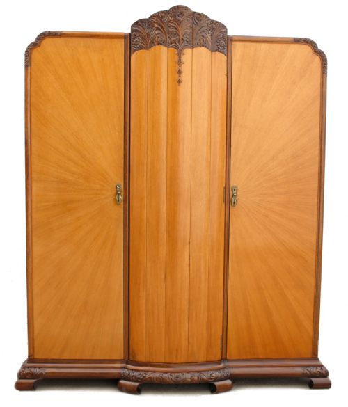 Art Deco 'Sunray' Triple Wardrobe, C1930