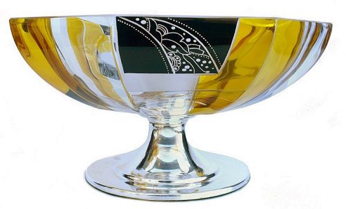 Large Art Deco Glass & Silver Plate Coupe, C1930