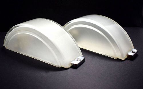 Art Deco Pair of Crescent Shaped Glass Wall Light Sconces