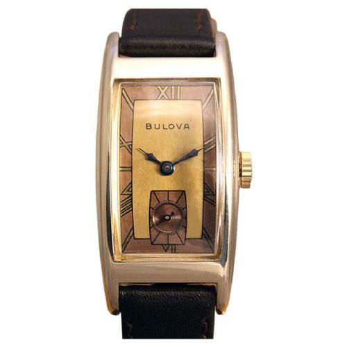 Art Deco 10k Rolled Gold Gents Wristwatch by Bulova, Fully Serviced, C1943