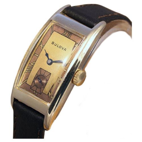 fig 1. Art Deco 10k Rolled Gold Gents Wristwatch by Bulova, Fully Serviced, c1943