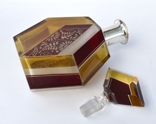 ART DECO CZECH GLASS DECANTER SET AND GLASSES C 1930 - ADDITIONAL PHOTO 1