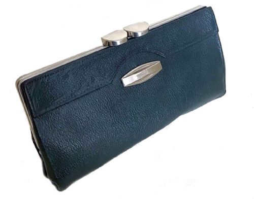 Art Deco Leather & Chrome Clutch Handbag, C1930