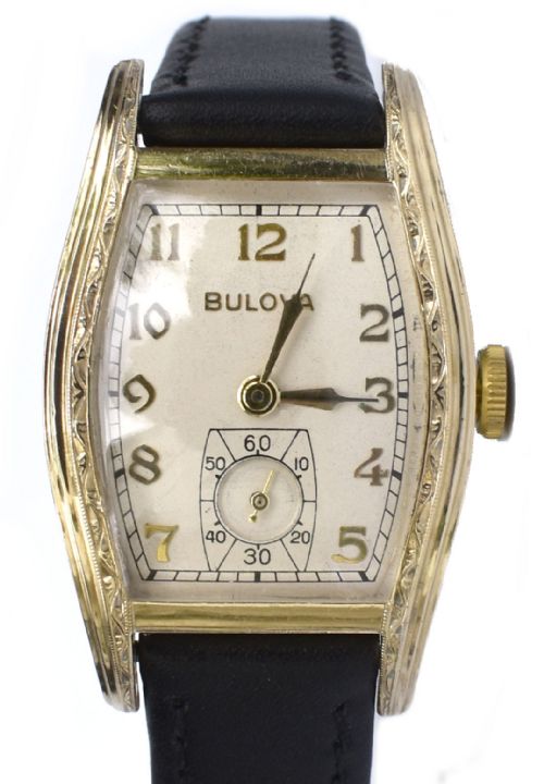 Art Deco Gents 10k Rolled Gold Bulova Watch, C1939