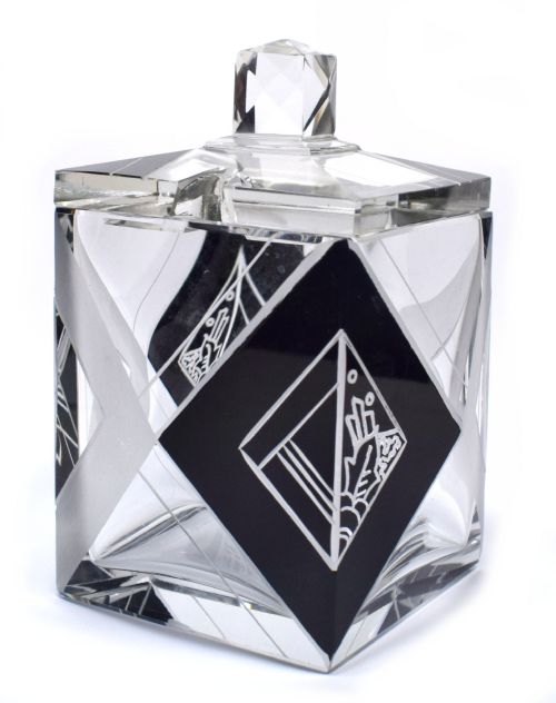 Art Deco Crystal Glass Preserve Jar, C1930s