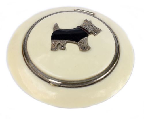 Art Deco Bakelite Scottie Dog Powder Compact, C1930