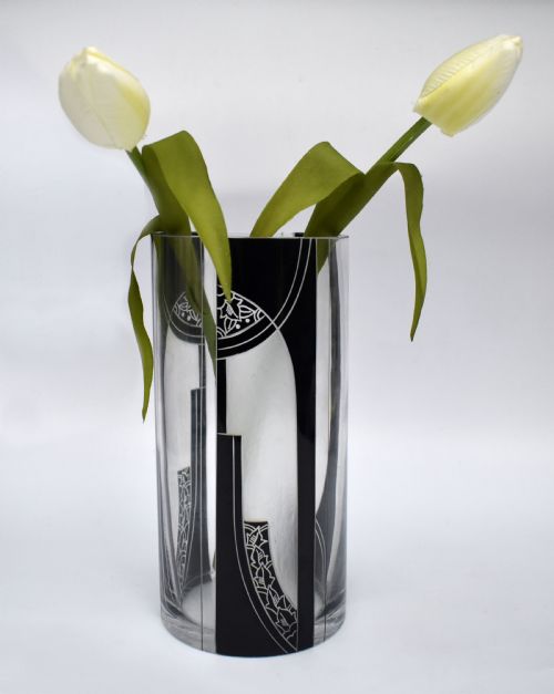 ART DECO TALL GLASS ETCHED VASE C1935 - ADDITIONAL PHOTO 1