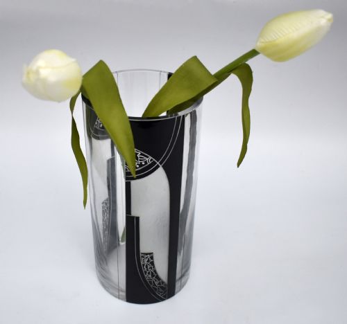 ART DECO TALL GLASS ETCHED VASE C1935 - ADDITIONAL PHOTO 2