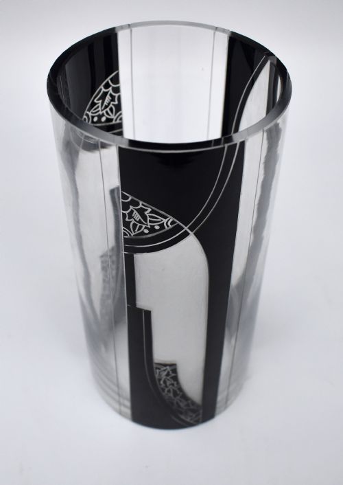 ART DECO TALL GLASS ETCHED VASE C1935 - ADDITIONAL PHOTO 3