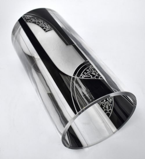 ART DECO TALL GLASS ETCHED VASE C1935 - ADDITIONAL PHOTO 4