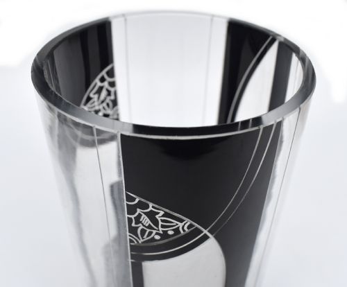 ART DECO TALL GLASS ETCHED VASE C1935 - ADDITIONAL PHOTO 6