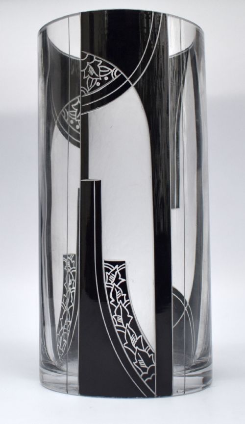 ART DECO TALL GLASS ETCHED VASE C1935 - ADDITIONAL PHOTO 8