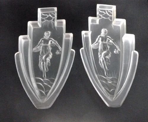 fig 1. Art Deco Matching Pair Of Glass Wall Lights, c1930