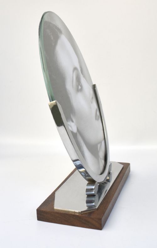 ART DECO OVAL CHROME PICTURE FRAME FRANCE C1930'S - ADDITIONAL PHOTO 2