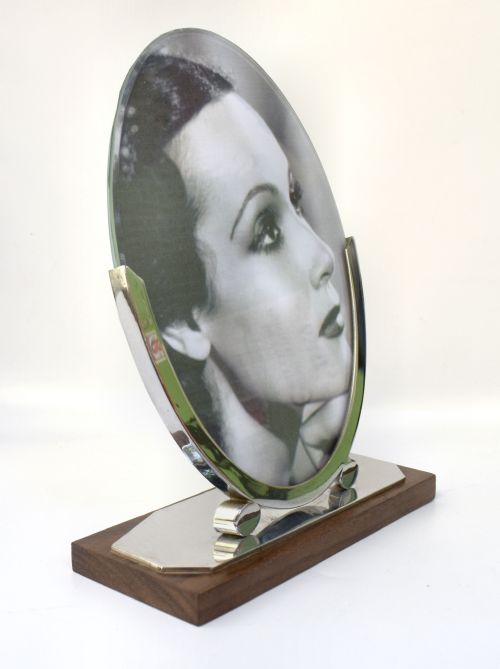 ART DECO OVAL CHROME PICTURE FRAME FRANCE C1930'S - ADDITIONAL PHOTO 3