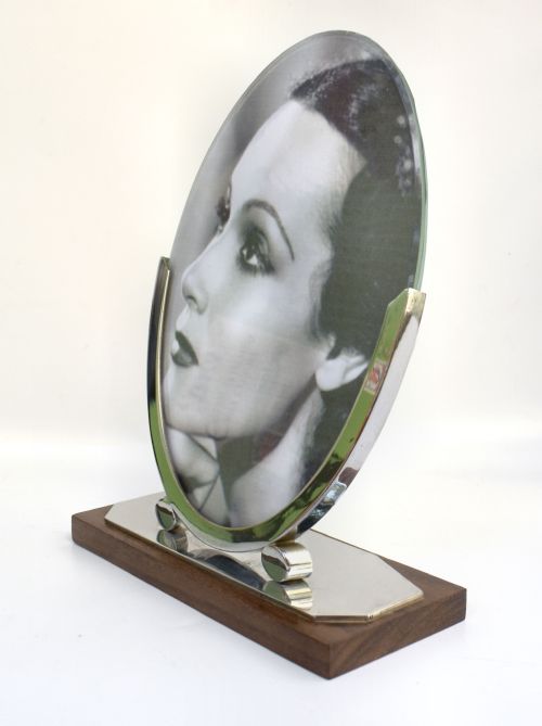 ART DECO OVAL CHROME PICTURE FRAME FRANCE C1930'S - ADDITIONAL PHOTO 5