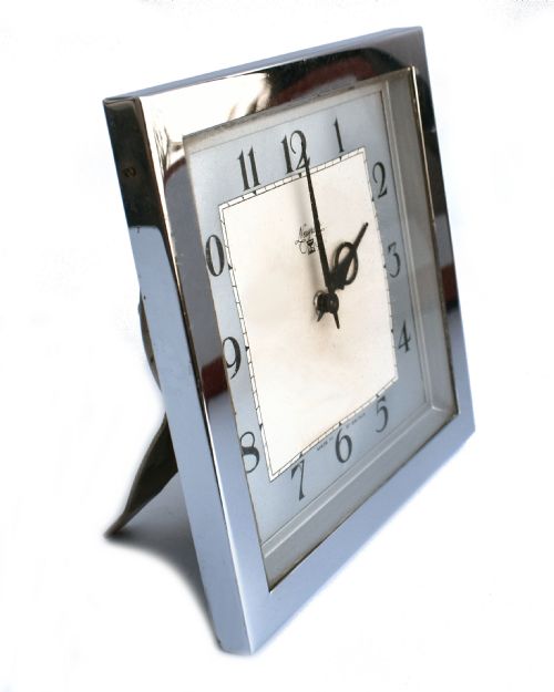 ART DECO CHROME DESK CLOCK NEWPORT C1930 - ADDITIONAL PHOTO 1