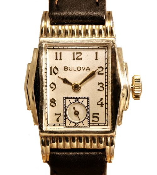 Art Deco Gents 10k Gf Bulova Wrist Watch, C1941