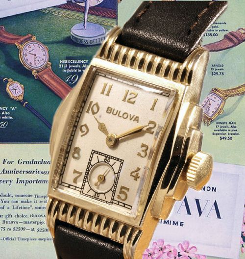 fig 2. Art Deco Gents 10k GF Bulova Wrist Watch, c1941