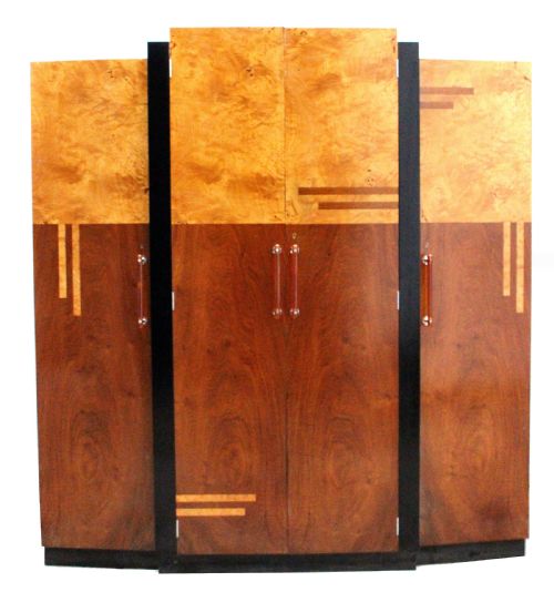 Art Deco Skyscraper Four Door Triple Wardrobe, C1930